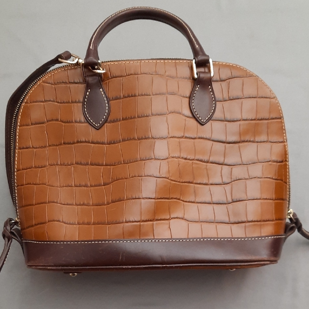 Dooney Bourke Tan Croc-Embossed Satchel - Picture 4 of 16